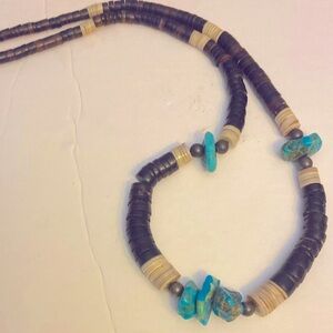 Southwestern Graduating Shell Heishi Turquoise Beads Necklace 1/20 14 KTGF Clasp